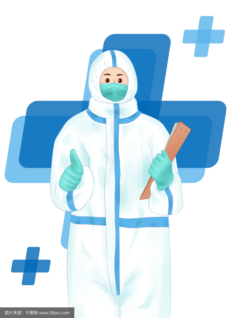 手绘卡通致敬“疫”线天使 防护服下的温情守护